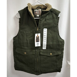 WP WEATHERPROOF Men's Workwear Vest Size Small Olive Green Quilted Sherpa